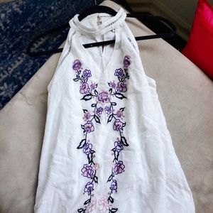 NWT Francesca's White Halter Floral Dress